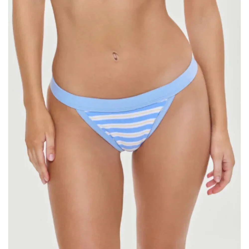 New! Frankie's Bikinis Cole Striped Bikini Bottom Blue and Yellow XS 1490